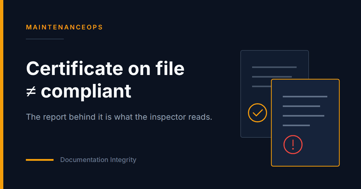 Certificate on File ≠ Compliant