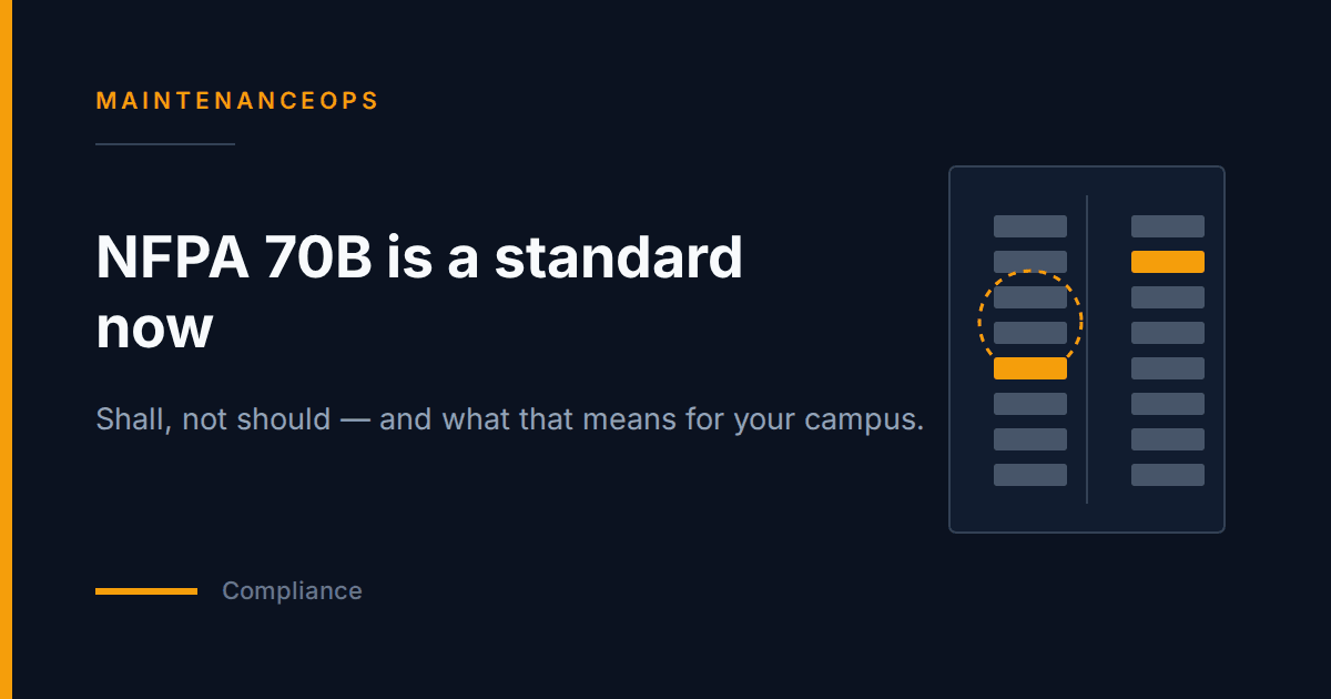 NFPA 70B Is a Standard Now, Not a Recommendation